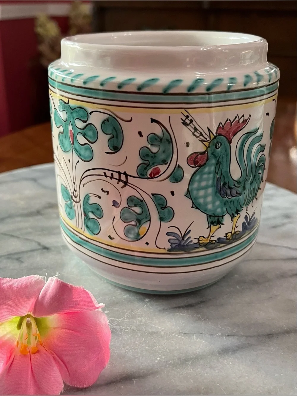 VTG PV Italy Orvieto Peasant Village Green Rooster Complimentary Serving Pieces